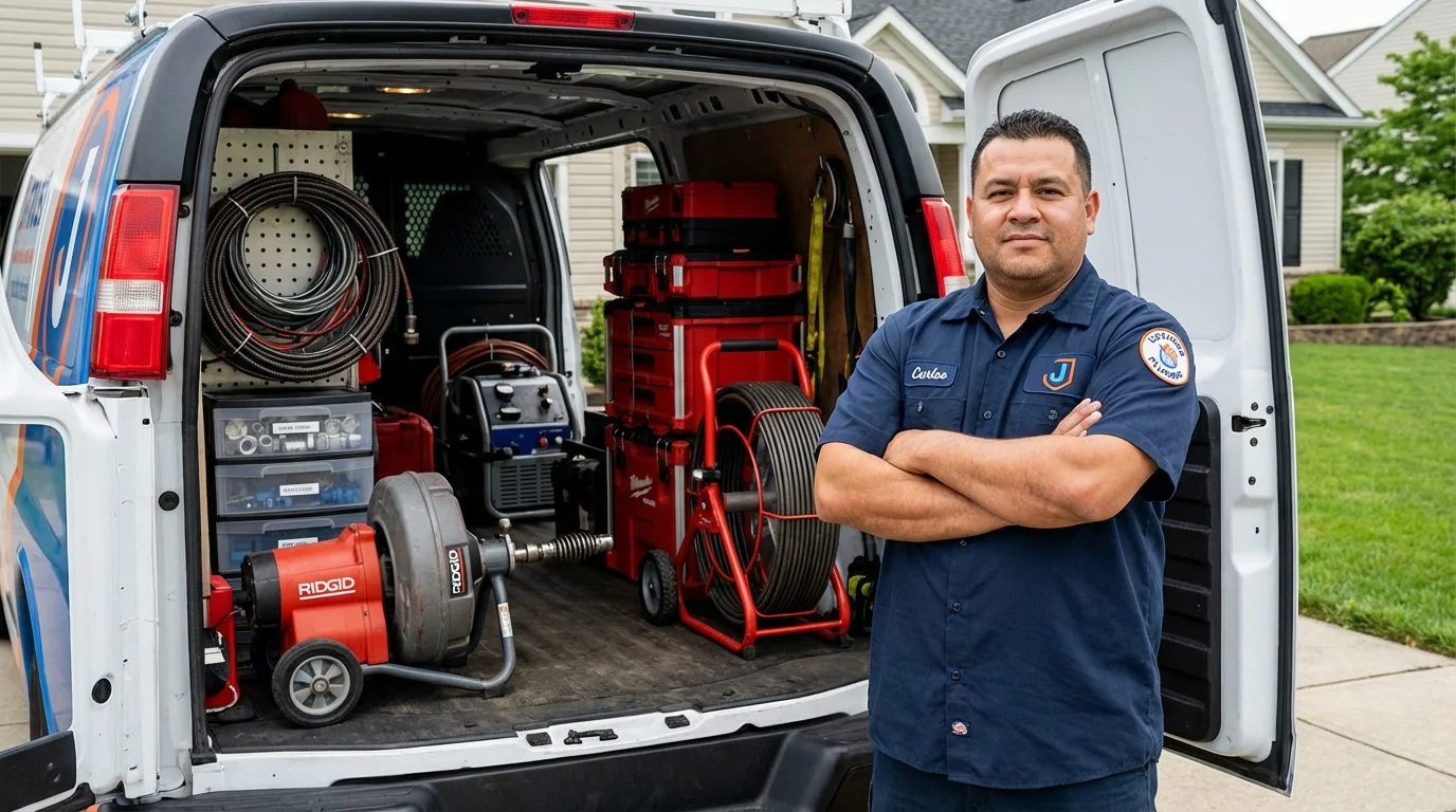 Professional drain cleaning equipment and Johns Plumbing LLC plumber in Mount Jackson