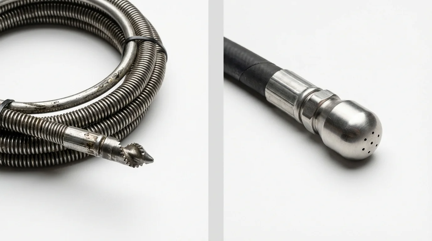 Drain snake cable and hydro jetting nozzle used for drain cleaning in Mount Jackson, VA