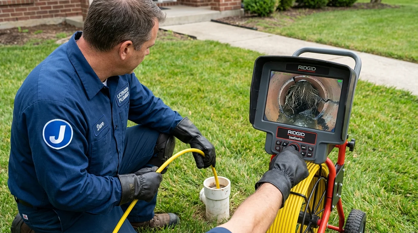 Sewer camera inspection being performed by Johns Plumbing LLC in Mount Jackson